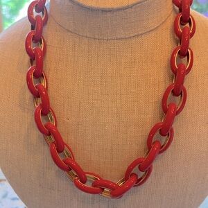 Never worn J crew red enamel link necklace.